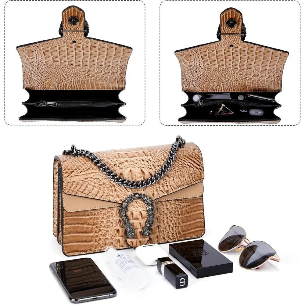 ⚡ Women's Brown Snake Vegan Leather Print Casual Satchel Crossbody Handbag